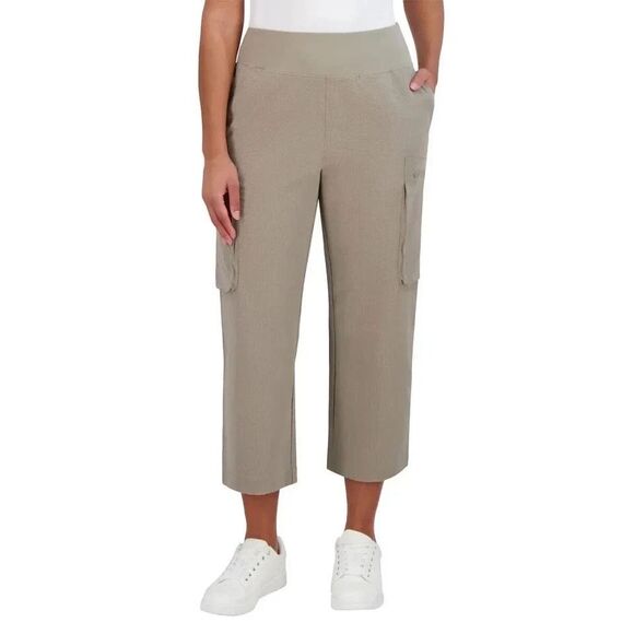 Sage Pants - Sage Collective Pants Womens XL Textured Tapered Leg Cargo Crop Beige Pull On